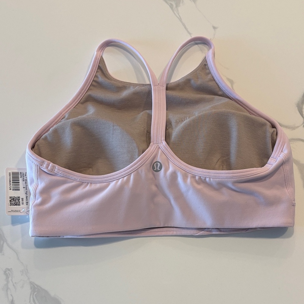 Lululemon Flow Y Wrap Front High Neck Bra ~ 8 ~ Meadow Sweet Pink - Picture 2 of 8